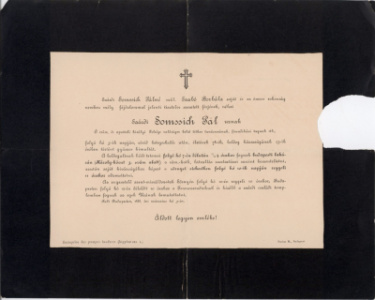 Gyászjelentés -(Forrás: MNL Somogy Megyei Levéltára)